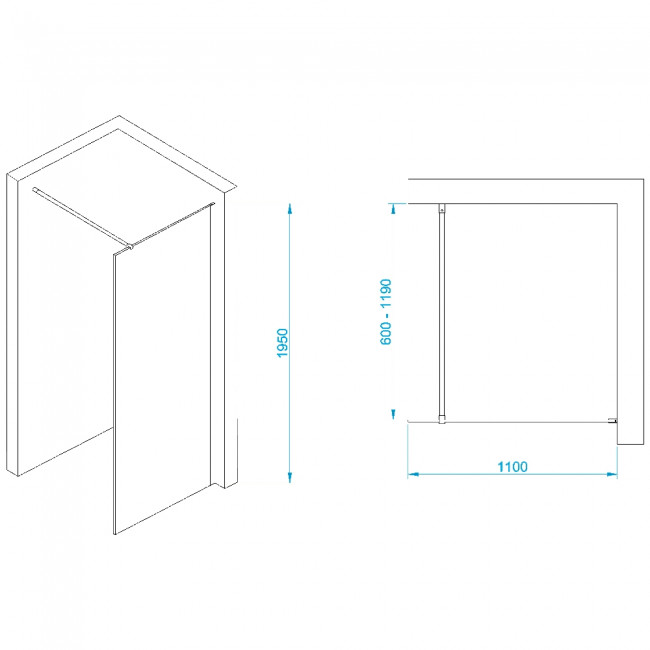 Перегородка для душа RGW WA-002 1100 мм Хром/Прозрачное