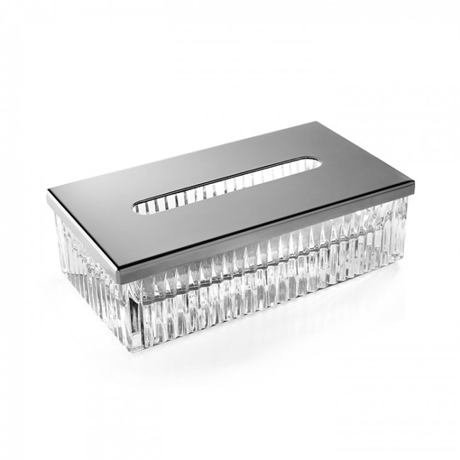 3SC Elegance Контейнер для бумажных салфеток, 23х12,5хh12 см, прямоугольный, настольный, цвет: прозрачный хрусталь/хром