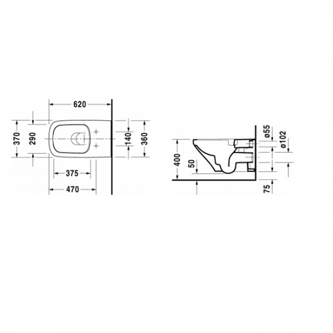 Duravit DuraStyle Унитаз удлиненный подвесной безободковый 62х37см, с креплением, цвет: белый
