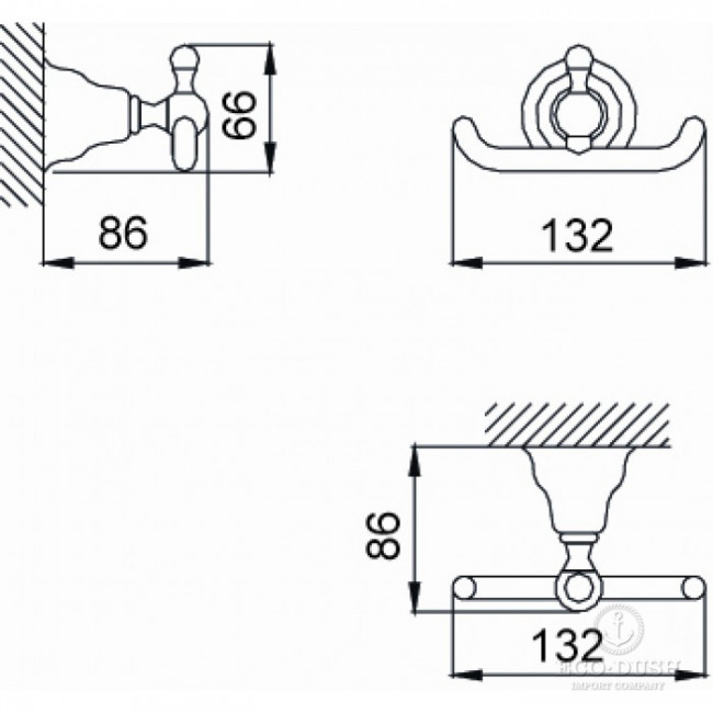 HUBER Croisette Крючок двойной, подвесной, цвет: бронза HUBER Croisette Крючок двойной, подвесной, цвет: бронза