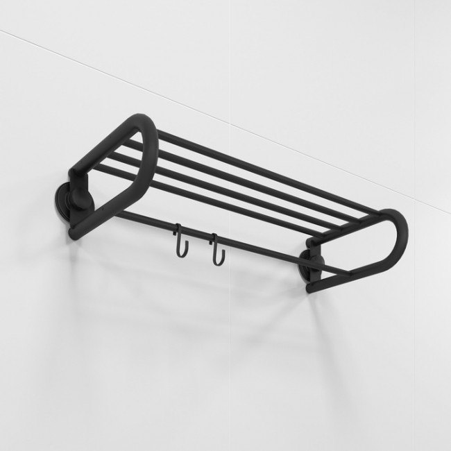 Полотенцесушитель с полкой, проволока стальная, черный матовый, Easy, Milardo, (EASBWS2M49) Полотенцесушитель с полкой, проволока стальная, черный матовый, Easy, Milardo, (EASBWS2M49)