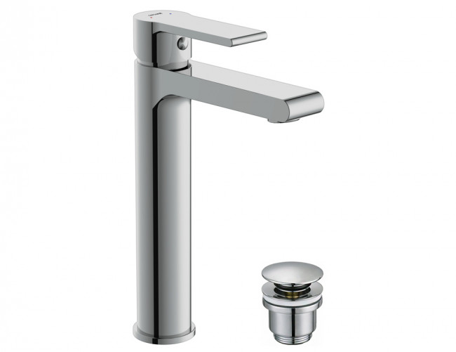 Смеситель для раковины высокий Cersanit BRASKO однорычажный клик клак (63024) Смеситель для раковины высокий Cersanit BRASKO однорычажный клик клак (63024)