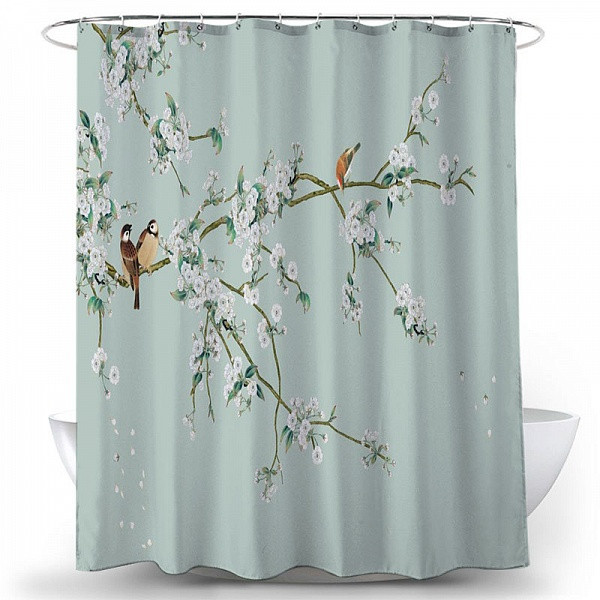 Шторка для ванной 180x200 Carnation Home Fashions Birds of Paradise Blue BPB180BLU
