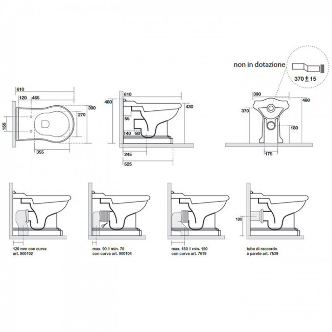 Kerasan Retro Унитаз 61х39см., приставной, слив универсальный, цвет: белый