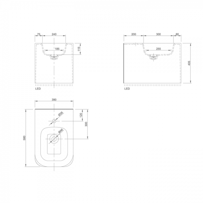 KNIEF Shine Биде напольное 58х39х41 см, с 1 отв под смеситель, цвет: белый