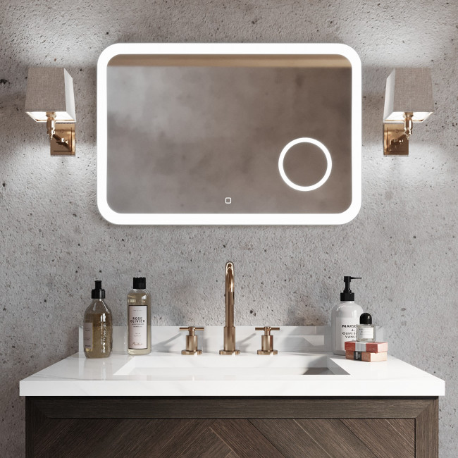 Зеркало MIXLINE "Эльза" 800*550 (ШВ) сенсорный выключатель,светодиодная подсветка+увеличит. зеркало (547312) Зеркало MIXLINE "Эльза" 800*550 (ШВ) сенсорный выключатель,светодиодная подсветка+увеличит. зеркало (547312)