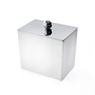 3SC Mood White Баночка универсальная, 10х10х7 см, с крышкой, настольная, композит Solid Surface, цвет: белый матовый/хром