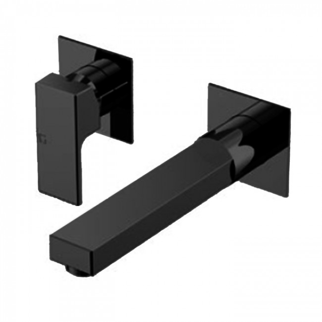 Gattoni Kubik Смеситель встраиваемый, на 2 отверстия, с внутренней частью, излив 202 мм, цвет: черный матовый