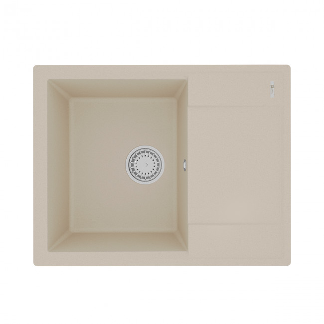 Кухонная мойка Lemark IMANDRA 640 врезная прямоугольная с крылом из кварцгранита цвет: Бежевый (9910020)