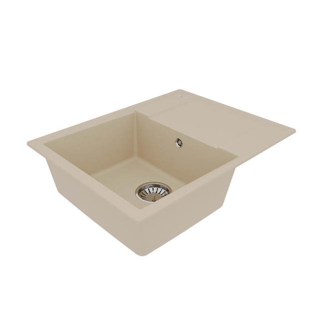 Кухонная мойка Lemark IMANDRA 640 врезная прямоугольная с крылом из кварцгранита цвет: Бежевый (9910020)