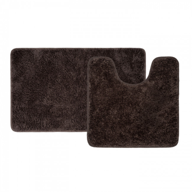 Набор ковриков для ванной комнаты, 50х80 + 50х50, микрофибра, темно--коричневый, IDDIS, BSET08Mi13
