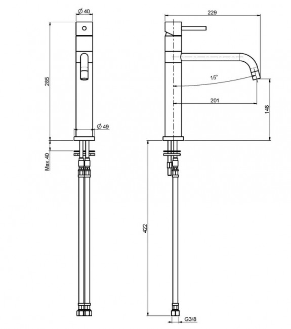 Carlo Frattini Kitchen Кухонный смеситель с двумя гибкими шлангами 370 мм, цвет: хром