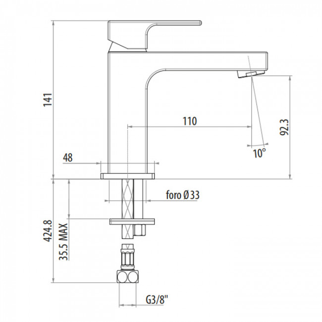 Gattoni Kubik Смеситель для раковины, излив 110 мм, цвет: хром