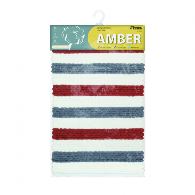 Коврик для ванной 1-ый Fixsen AMBER, mix (синий+красный+белый), 50х80см (FX-8040X)