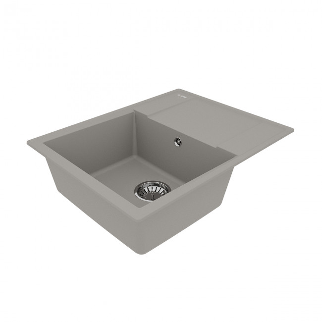 Кухонная мойка Lemark IMANDRA 640 врезная прямоугольная с крылом из кварцгранита цвет: Грей (9910021)