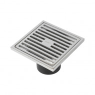 Трап душевой, вертикальный выпуск, сухой затвор, 10х10см, хром матовый, IDDIS, 980CV10SB3DDZ