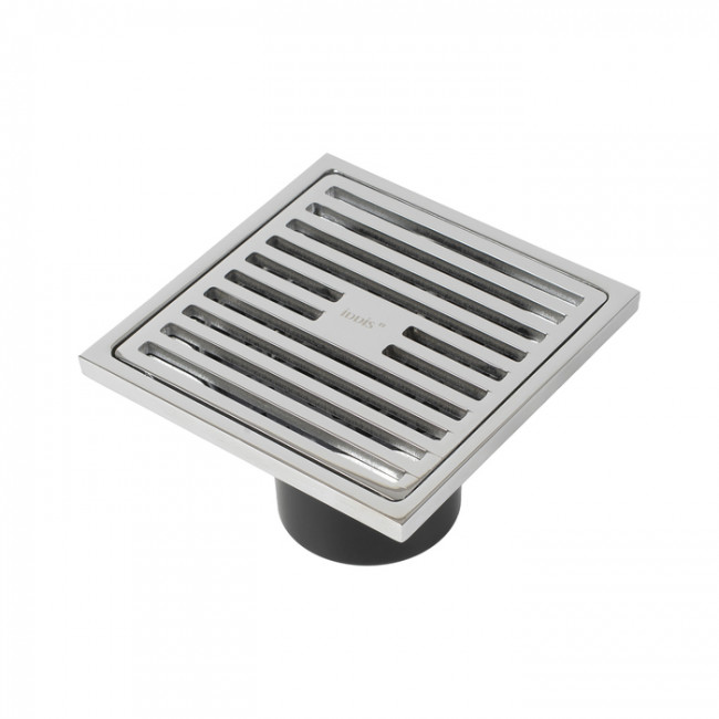 Трап душевой, вертикальный выпуск, сухой затвор, 10х10см, хром матовый, IDDIS, 980CV10SB3DDZ