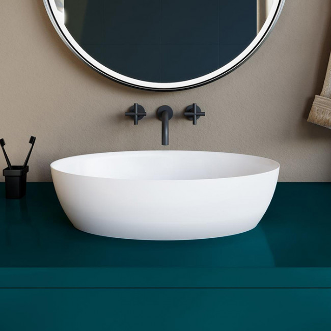 Salini Alda Раковина накладная  58х35х15cм, без отв., без перелива, S-Sense, цвет: белый глянцевый