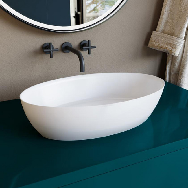 Salini Alda Раковина накладная  58х35х15cм, без отв., без перелива, S-Sense, цвет: белый глянцевый