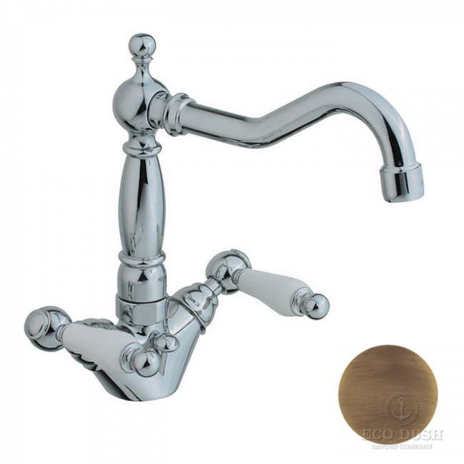 CISAL Arcana Toscana Смеситель двухвентильный для раковины на 1 отв. с донным клапаном, цвет: бронза