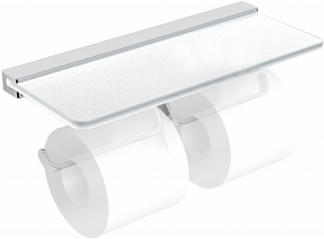 Бумагодержатель двойной со стеклянной полкой Langberger Accessories 32042B Бумагодержатель двойной со стеклянной полкой Langberger Accessories 32042B