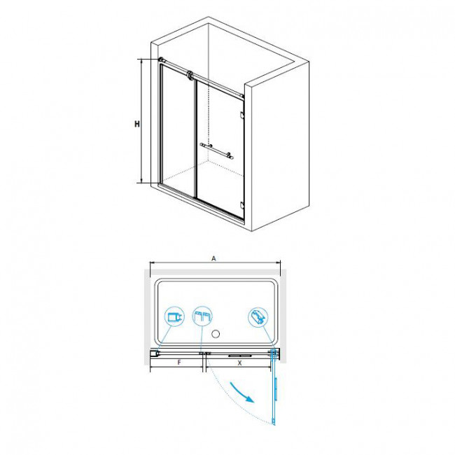 Душевая дверь RGW VI-01 1200 мм Белый-Золото/Прозрачное