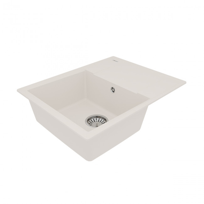 Кухонная мойка Lemark IMANDRA 640 врезная прямоугольная с крылом из кварцгранита цвет: Жасмин  (9910022)