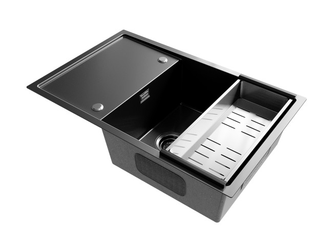 Мойка ULGRAN STEEL 780 Х 500, цвет «черная брашированная сталь» (US 780-002)