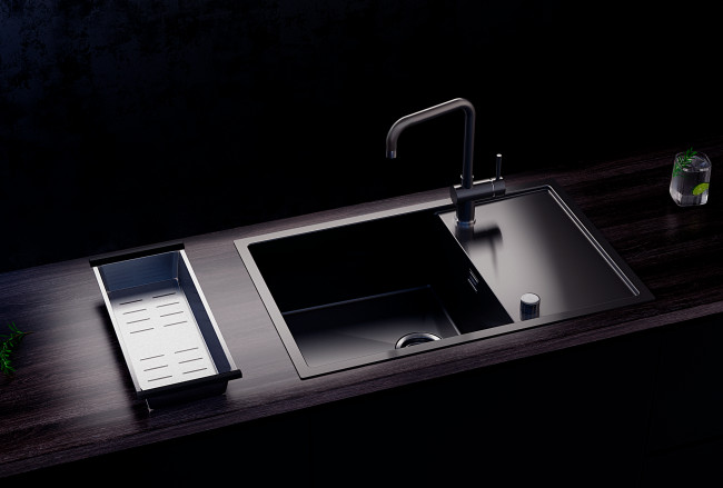 Мойка ULGRAN STEEL 780 Х 500, цвет «черная брашированная сталь» (US 780-002)