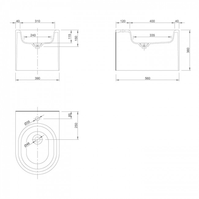KNIEF Moon Биде подвесное 59х39х36 см, с подсветкой , с 1 отв под смеситель,  цвет: белый