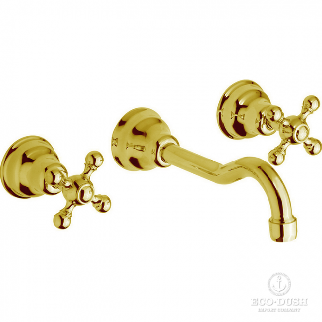 CISAL Arcana Смеситель для раковины на 3 отверстия из стены,излив 210 мм, цвет: золото