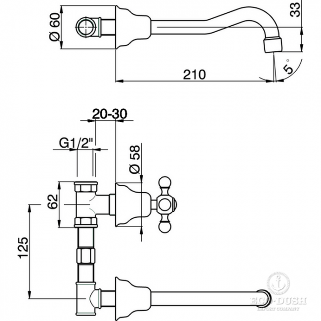 CISAL Arcana Смеситель для раковины на 3 отверстия из стены,излив 210 мм, цвет: золото