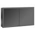 EMCO Prime Зеркальный шкаф 130x70см., с подсветкой, встраиваемый, 2 двери, 2 полки, розетка, цвет: черный