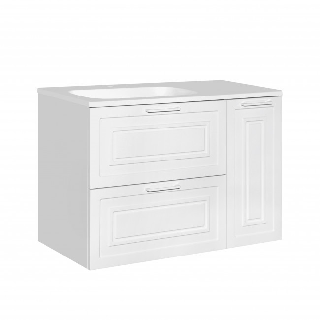 Style Line Тумба с раковиной универсальная "Альба" (2 ящ./корзина) Барселона 90 Левая, Люкс, белый, PLUS Style Line Тумба с раковиной универсальная "Альба" (2 ящ./корзина) Барселона 90 Левая, Люкс, белый, PLUS