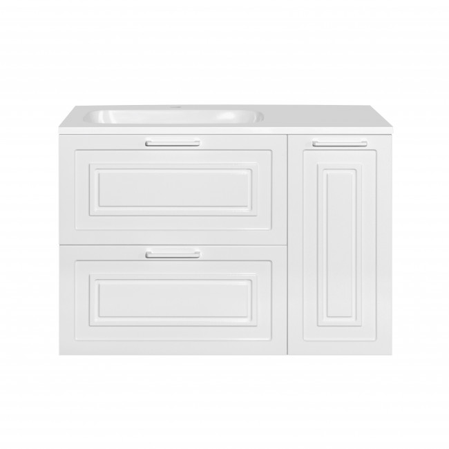 Style Line Тумба с раковиной универсальная "Альба" (2 ящ./корзина) Барселона 90 Левая, Люкс, белый, PLUS Style Line Тумба с раковиной универсальная "Альба" (2 ящ./корзина) Барселона 90 Левая, Люкс, белый, PLUS