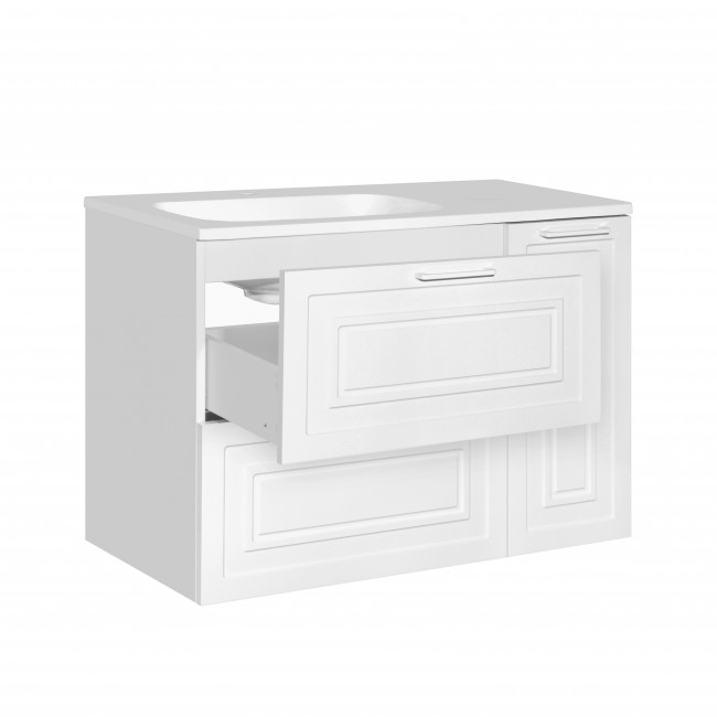 Style Line Тумба с раковиной универсальная "Альба" (2 ящ./корзина) Барселона 90 Левая, Люкс, белый, PLUS Style Line Тумба с раковиной универсальная "Альба" (2 ящ./корзина) Барселона 90 Левая, Люкс, белый, PLUS
