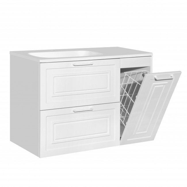 Style Line Тумба с раковиной универсальная "Альба" (2 ящ./корзина) Барселона 90 Левая, Люкс, белый, PLUS Style Line Тумба с раковиной универсальная "Альба" (2 ящ./корзина) Барселона 90 Левая, Люкс, белый, PLUS