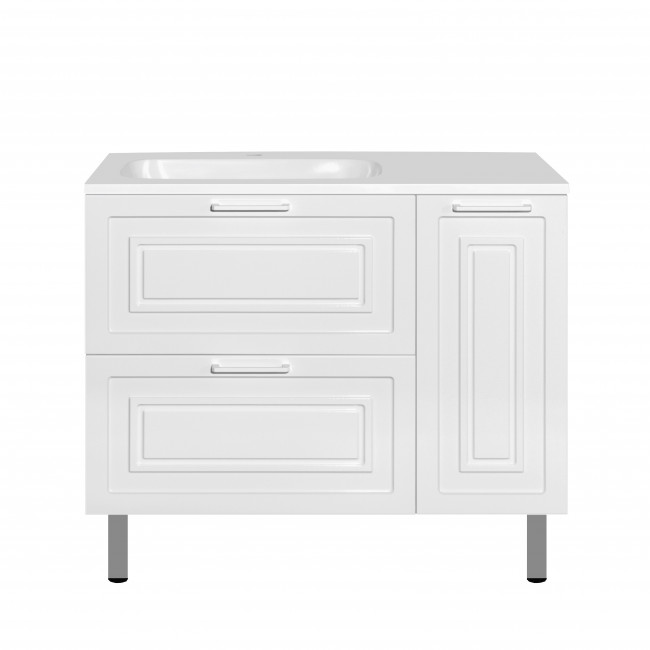 Style Line Тумба с раковиной универсальная "Альба" (2 ящ./корзина) Барселона 90 Левая, Люкс, белый, PLUS Style Line Тумба с раковиной универсальная "Альба" (2 ящ./корзина) Барселона 90 Левая, Люкс, белый, PLUS