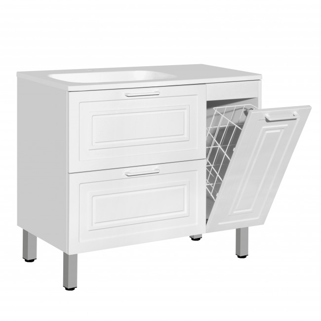 Style Line Тумба с раковиной универсальная "Альба" (2 ящ./корзина) Барселона 90 Левая, Люкс, белый, PLUS Style Line Тумба с раковиной универсальная "Альба" (2 ящ./корзина) Барселона 90 Левая, Люкс, белый, PLUS