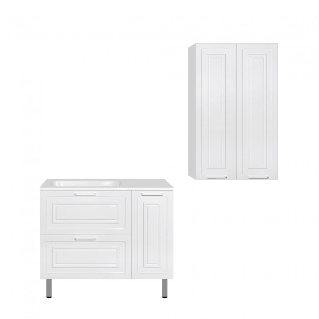 Style Line Тумба с раковиной универсальная "Альба" (2 ящ./корзина) Барселона 90 Левая, Люкс, белый, PLUS Style Line Тумба с раковиной универсальная "Альба" (2 ящ./корзина) Барселона 90 Левая, Люкс, белый, PLUS