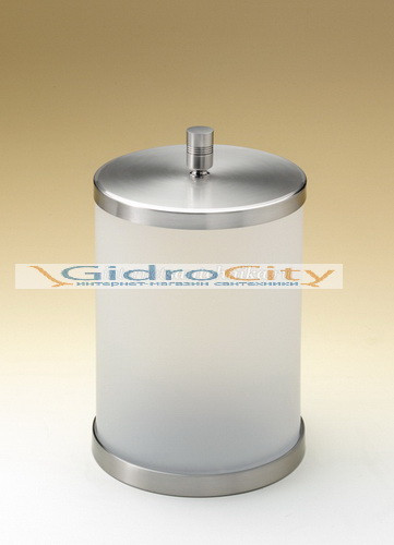 Ведро для мусора  d185x290h мат стекло с крышкой Windisch Cylinder ribbed 89104M