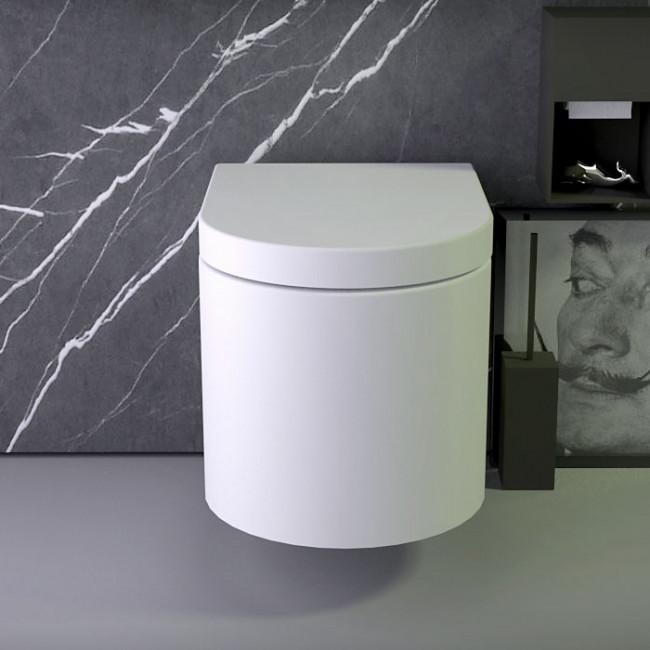 KNIEF Pearl Унитаз подвесной безободковый 56х39см в комплекте с сиденьем микролифт, цвет: белый матовый