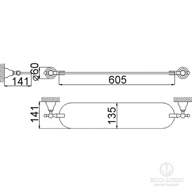 CISAL Arcana Полочка стелянная 60см, цвет: золото