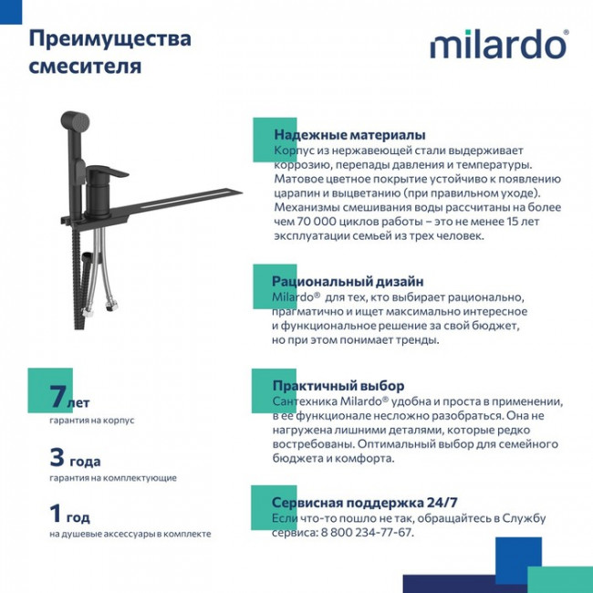 Гигиенический душ Milardo с установкой на унитаз, черный матовый, Tidy (001BL00M08)