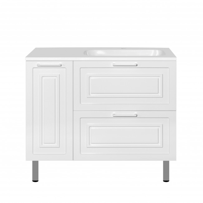 Style Line Тумба с раковиной универсальная "Альба" (2 ящ./корзина) Барселона 90 Правая, Люкс, белый, PLUS Style Line Тумба с раковиной универсальная "Альба" (2 ящ./корзина) Барселона 90 Правая, Люкс, белый, PLUS
