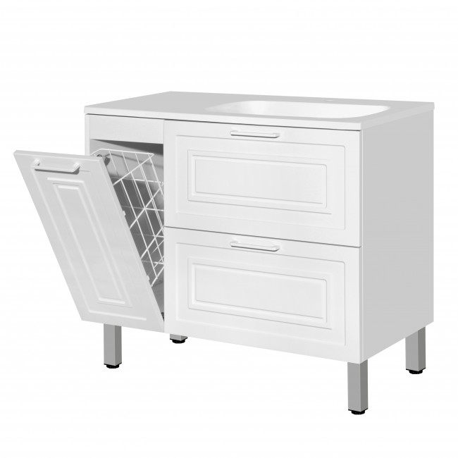 Style Line Тумба с раковиной универсальная "Альба" (2 ящ./корзина) Барселона 90 Правая, Люкс, белый, PLUS Style Line Тумба с раковиной универсальная "Альба" (2 ящ./корзина) Барселона 90 Правая, Люкс, белый, PLUS