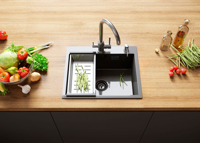 Мойка ULGRAN STEEL 500 Х 450, цвет «чёрная брашированная сталь» (US 500-002)