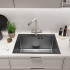 Кухонная мойка 53х43  вып 3 1/2  MIXLINE PRO 22см с сифоном черный графит НАНО (552935)