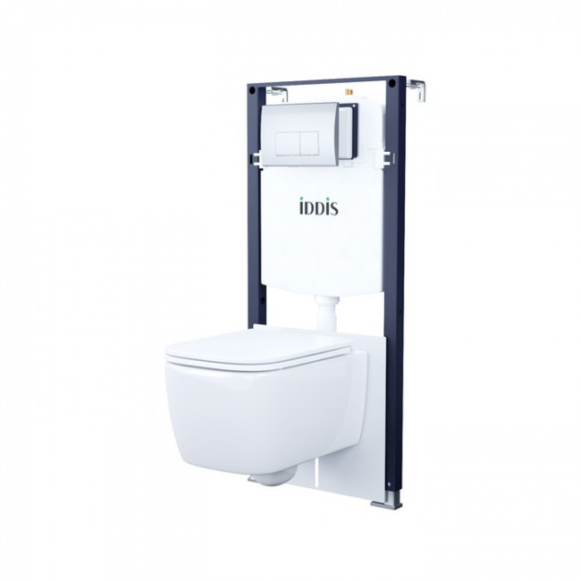 Комплект 3в1: подвесной унитаз, инсталляция и клавиша смыва, IDDIS, BASBR01i73