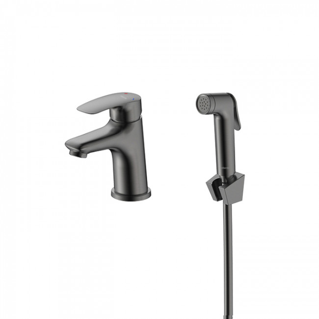 Смеситель для умывальника с гигиеническим душем Milardo Rora графит (RORGM01M08) Смеситель для умывальника с гигиеническим душем Milardo Rora графит (RORGM01M08)